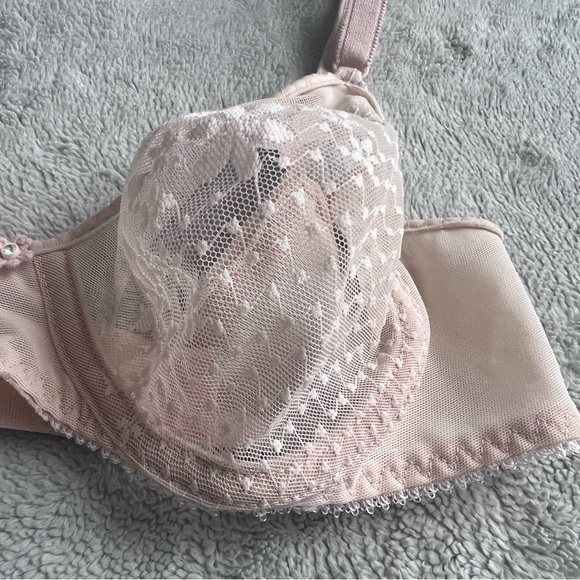 Vintage 60s Triumph Sheer Floral Mesh Embroidered Lace Underwire Bra Cream 34B - Picture 7 of 16